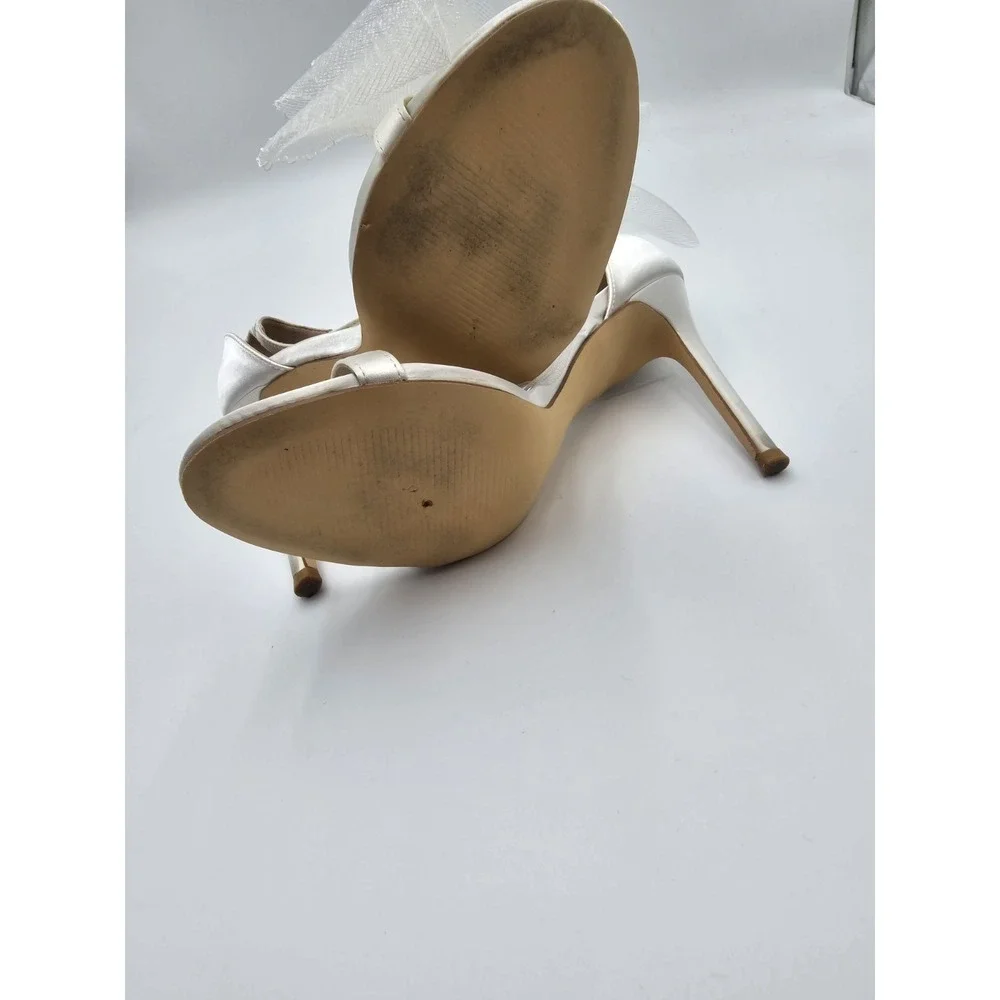White Bride Wedding Shoes With bow‎ Size 9.5